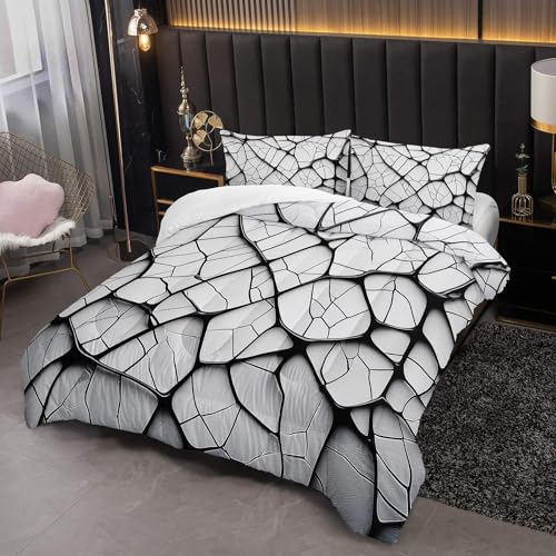 Image of Black and White Modern Art Striped Comforter Set King Size,Black and White Checkered Bedding Set King,with 1 Comforter with 2 Pillow Case,Modern Art Bedroom Decor