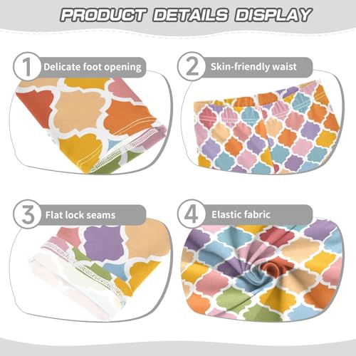 ALAZA Girls' Leggings Children's Yoga Pants Skinny Printed Dance Trellis Geometric Lattice Colorful Comfortable 4T2