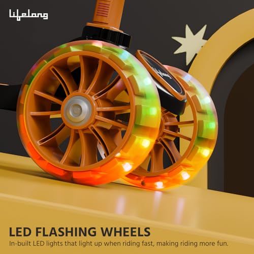 Lifelong Scooter for Kids 3+ Years - Foldable with PVC Wheels & Adjustable Height - Kick Scooter Capacity 50kg- for 3+ Year Old boy & Girl - Skate Scooter (Black & Orange) - Image 2 thumbnail