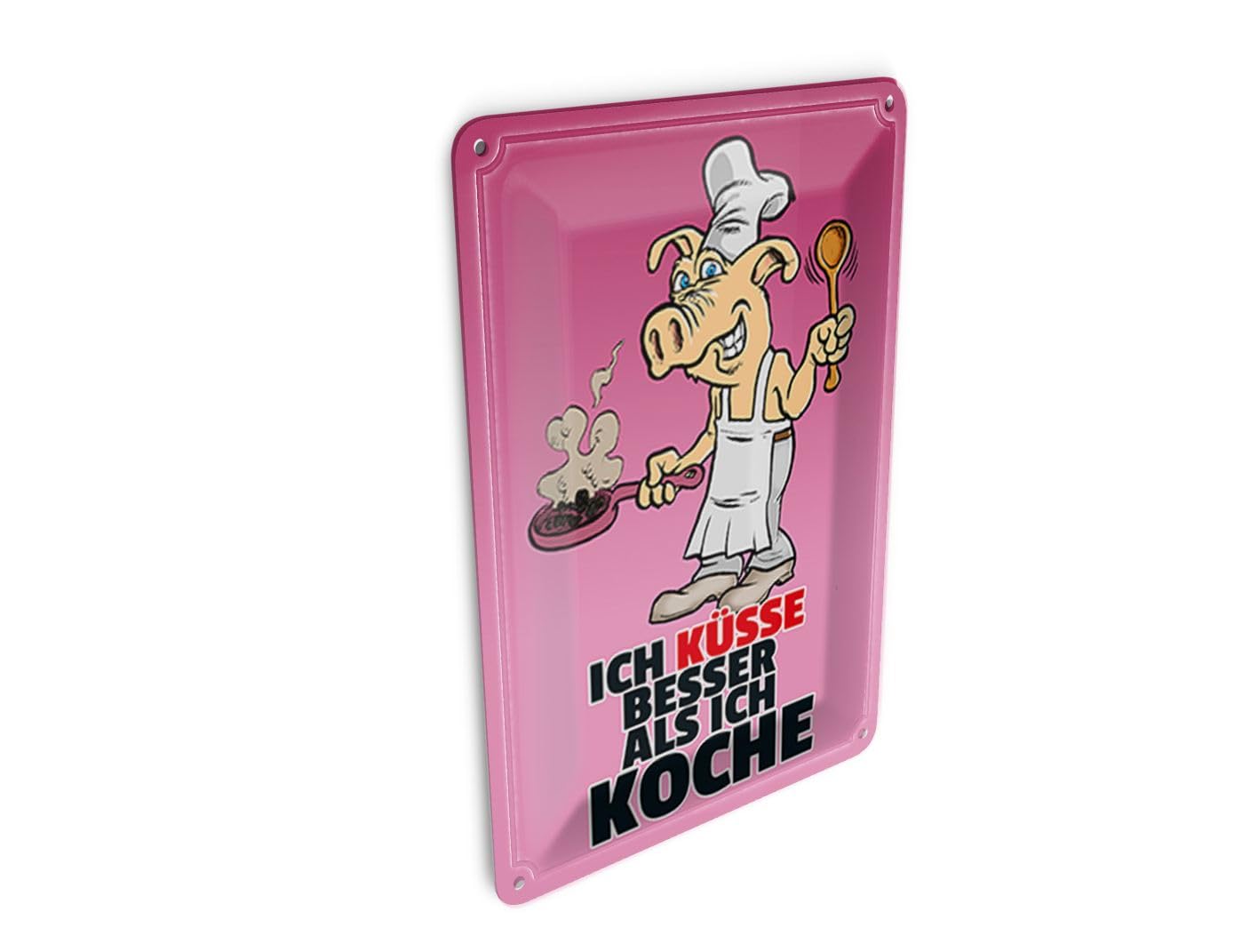 Femer Tin Postcard with German Text "Ich küsse besser als ich koche" (Ich küsse besser als ich koche) [German