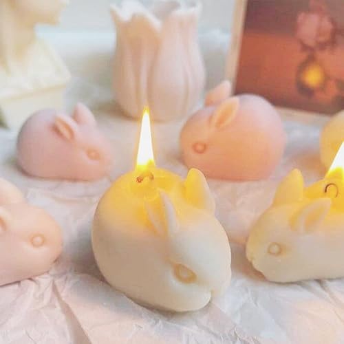 Miniatura 6 de Molde de silicona de conejo, 6 agujeros 3D de silicona de conejito de Pascua, molde para hornear conejo de Pascua, molde para hornear para mousse,