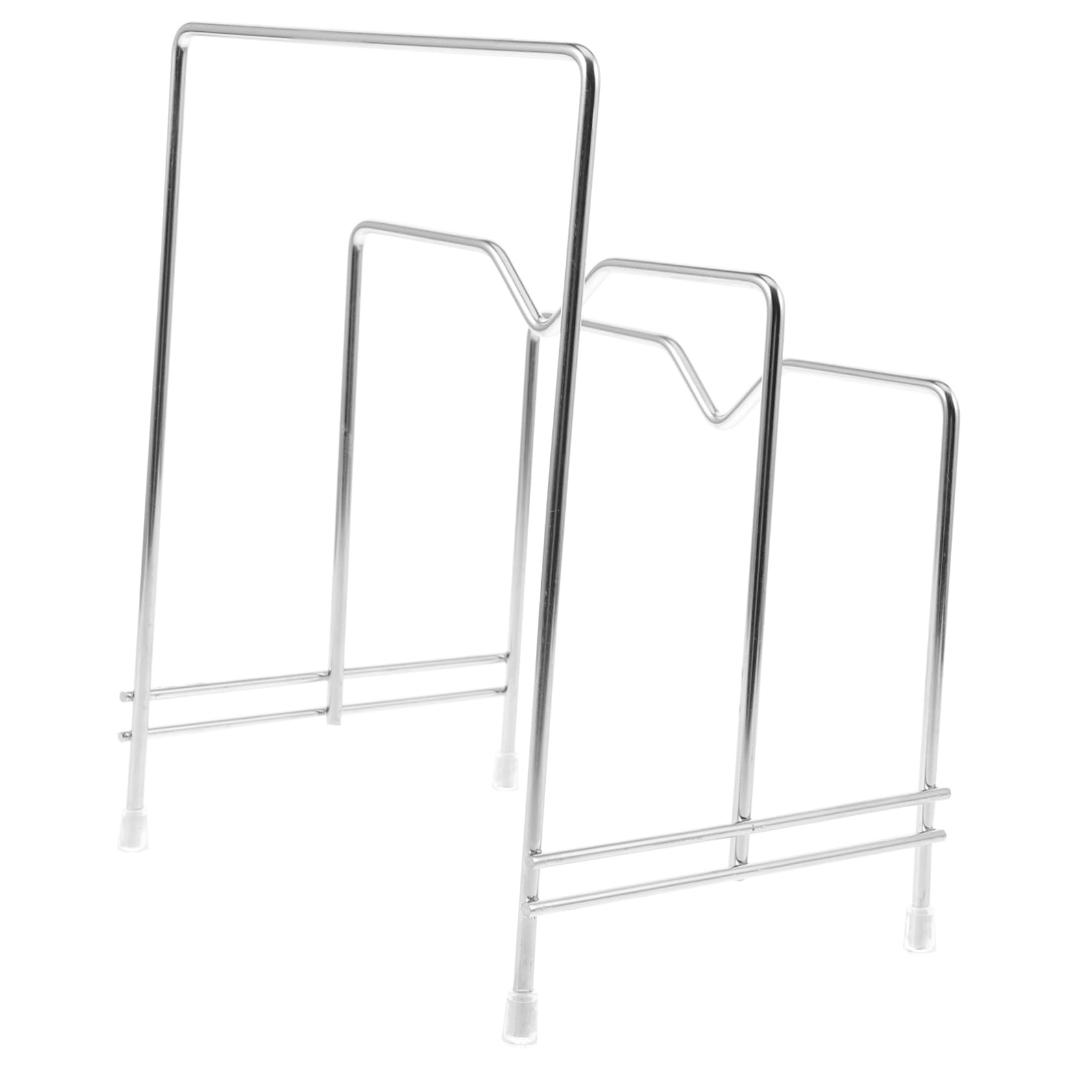 Cabilock Multi Functional Kitchen Countertop Organizer Rack for Pot Lids Chopping Boards Sleek Finish Practical Storage for Kitchen Supplies