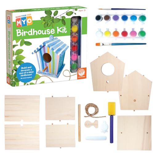 MindWare Make Your Own Birdhouse Kit - Wood Art Kit for Kids - Includes Pre-Cut Wood Pieces and Art...