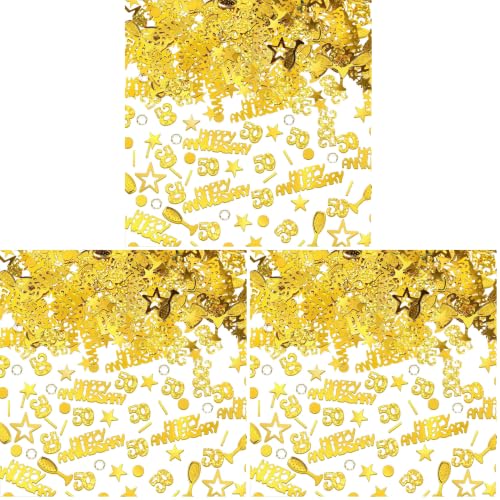Image of WILLBOND 3000 Pcs Gold 50th Anniversary Confetti Glitter Confetti Table Scatter Decorations for 50th Anniversary Wedding Birthday Party Decoration (Pack of 3)
