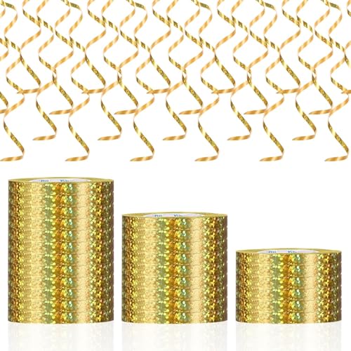 27 Rollen Gold Luftschlangen Geburtstag Luftschlangen Bunt Glitzernden Luftschlangen Metallic 10m/Roll für Karneval Deko Faschingsdeko Geburtstags Hochzeit Gartenparty Disco Mottoparty