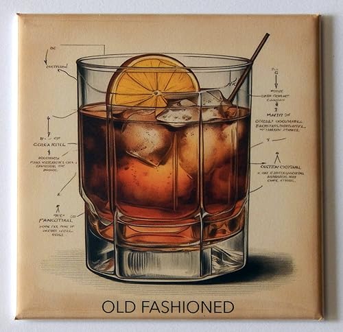 Imán de Refrigerador Old Fashioned Cocktail 7.62x7.62 cm miniatura 1
