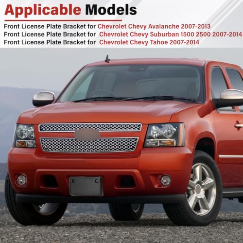 Image of License Plate Bracket Accessories for Chevrolet Chevy Avalanche 2007-2013, Suburban 1500 2500 2007-2014, Tahoe 2007-2014, Front Bumper License Plate Holder Replacement Frame Black Mount