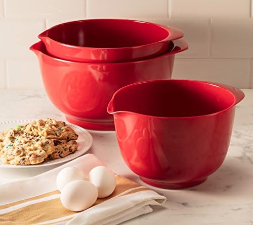 Hutzler Melamine Mixing Bowl Set: 2, 3 and 4 Liters/quarts, Red (3234RD)