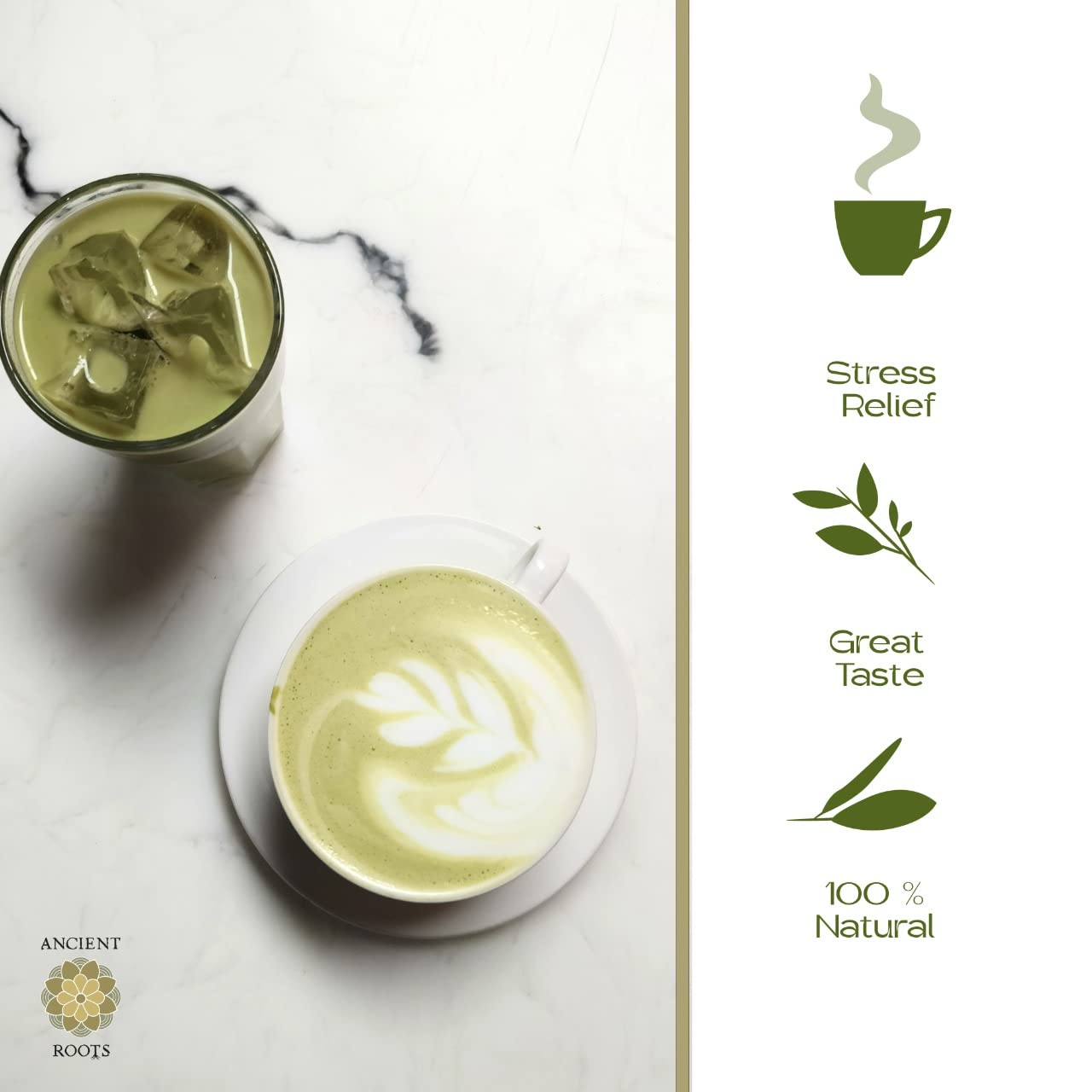 Ancient Roots Turmeric Matcha Mix - With Cinnamon Ginger and Black Pepper - All-Natural Low-Calorie Powdered Tea Mix — view 7