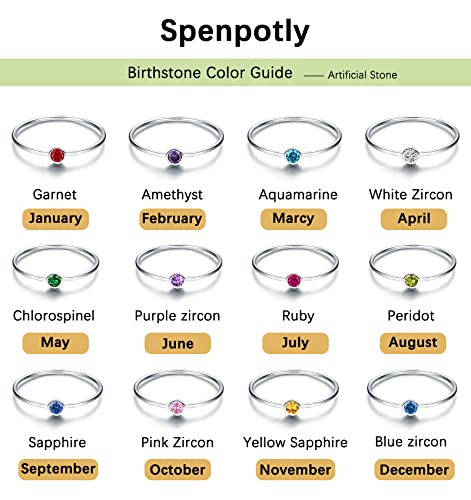 925 Sterling Silver Mother Child Birthstone Stackable Rings Set Mother Ring with Birthstone Mother Daughter Family Ring Mother's Day Jewelry Gifts for Wife4