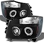 AKKON - For Nissan Titan Armada Black Bezel Dual Halo Projector LED Headlights Front Lamps Replacement Pair