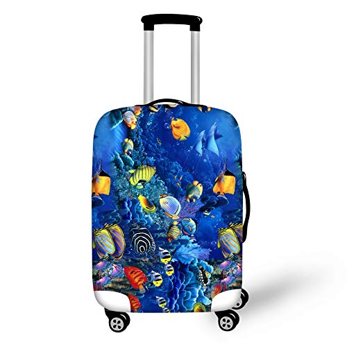 Preisvergleich Produktbild Elastisch Kofferhülle Unterwasserwelt Kofferschutzhülle Kofferschutz Kofferbezug Koffer Abdeckung Schutzbezug Luggage Cover Reisekoffer Hülle für 18-28 Zoll Koffer mit Reißverschluss C0291-18"-20"