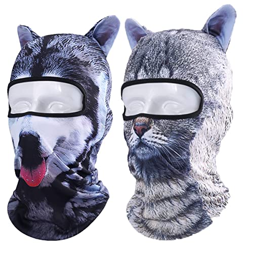 Image of Cat Balaclava,Dog Balaclava,Halloween Hat,Cute Full Face Hood Mask Animal Ski Mask for Hiking Riding Sports Outdoor