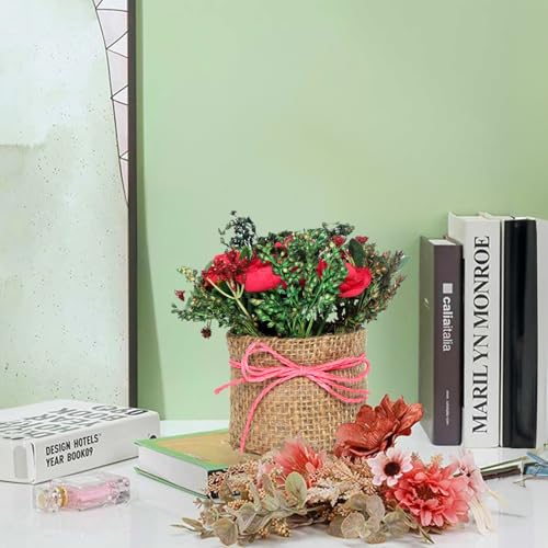 Image of Cortina Cylindrical Tea Orange RoseEco Sustainable Flower for Home - Multicolor-12