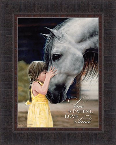 Love is Patient Love is Kind by Lesley Harrison 17x21 Girl Kissing Horse