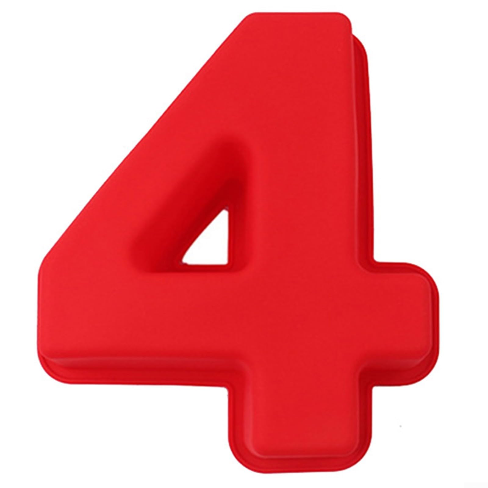 Silicone Number Cake, Food-Grade Non- Silicone, 3D Red Design, Extra Large 10 Inch, For Easy to Clean and Safe for Birthday, Wedding, Hol(4)