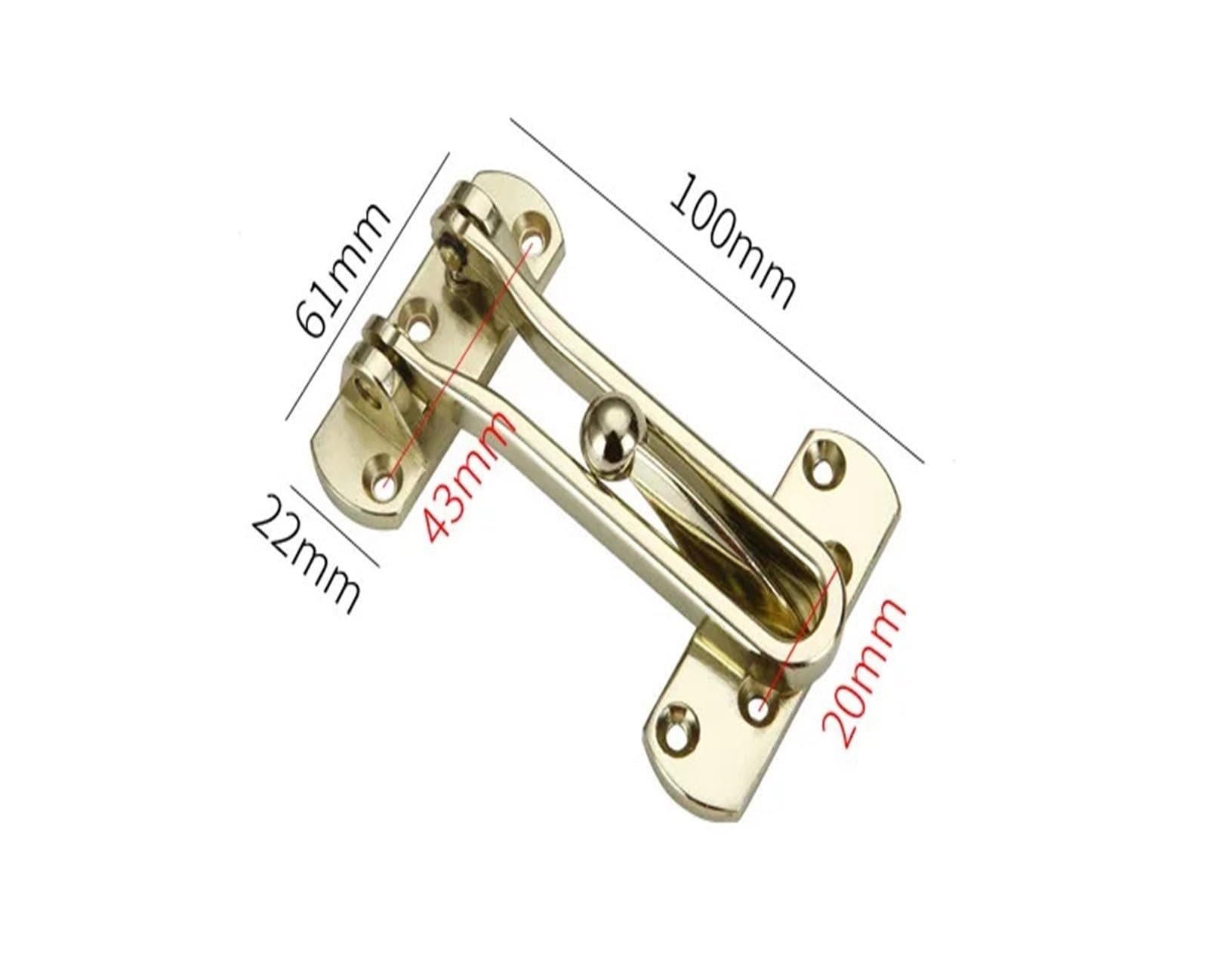 Boucle antivol, chaîne de verrouillage porte, boulon arrière d'hôtel(Red Bronze)