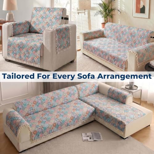 Image of Story@Home Velvet Sofa Cover 5 Seater Fully Covered | Sofa Cover 3 1 1 Seater Full Set - Sofa Mat with Sofa Back Covers and ArmRest Covers | Specially for 3+1+1 Configuration - Multicolored