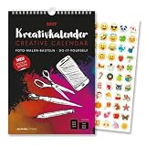 Kreativkalender A4 schwarz 2027: Bastelkalender 21x29,7 cm mit schwarzem Hintergrund, Stickerbogen, echtem Bastelkarton und gestaltbarem Titelblatt