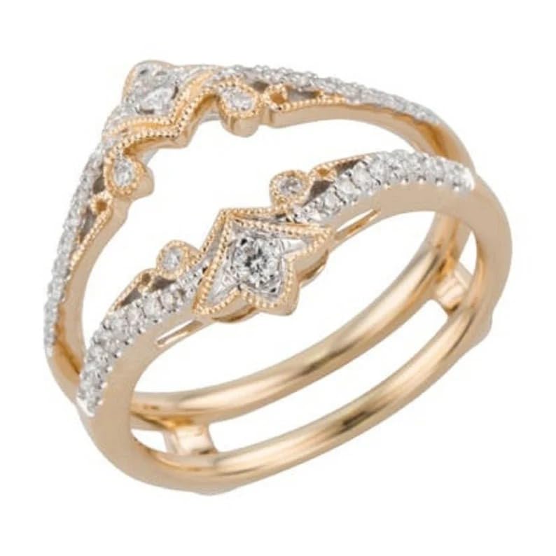 1/2ct Lab-Created Diamond Enhanced Solitaire Enhancer Engagement Wedding Wrap Ring Guard 925 Sterling Silver2