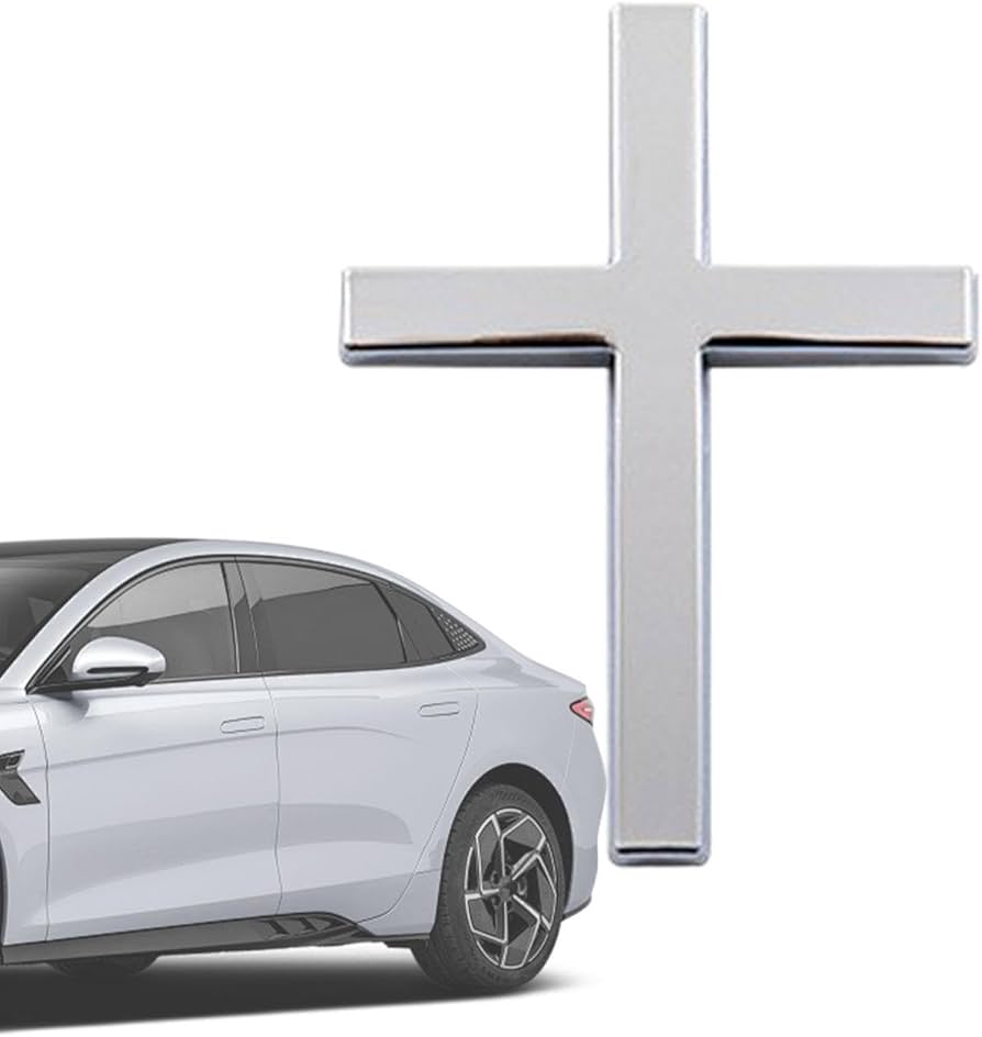 6 adesivi 3D in metallo a forma di croce per auto, decorazioni a forma di croce cristiana autoadesiva, piccole decorazioni adatte per frigoriferi, auto e moto