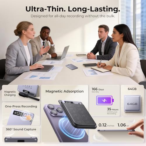 AI Voice Recorder (2026 Upgraded) – Fast & Accurate Transcribe with Multi-Mode AI Summarize, Support 118 Languages, APP Control – 64GB Digital Note Taking Device for Lectures, Meetings, Calls (Onyx) — view 6