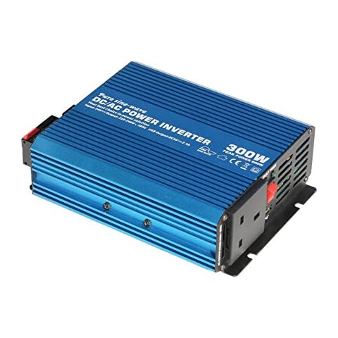 300W 24V pure sine wave power inverter 230V AC output (UK socket), with powerful USB port - for any vehicle, boat or stationary off-grid power application (300 watt 24 volt) Cover