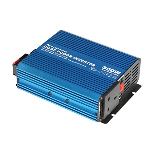 300W 24V pure sine wave power inverter 230V AC output (UK socket), with powerful USB port - for any vehicle, boat or stationary off-grid power application (300 watt 24 volt)