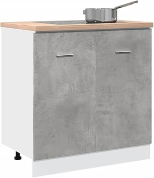 Myheimly Sink Base Cabinet Concrete Gray 80 x 46 x 81.5 cm Wood Material Kitchen Cabinet Kitchen Furniture Base Cabinet