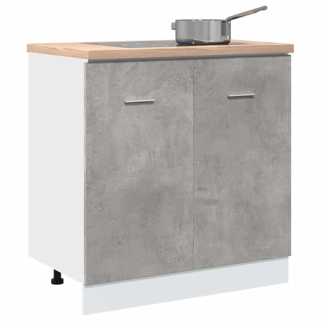 Toshilian - Mueble bajo de cocina, armario de almacenamiento de cocina, armario de piso de fregadero, color gris hormigón, 80 x 46 x 81,5 cm