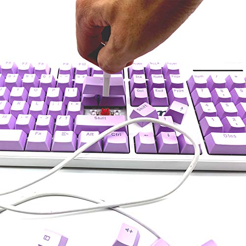 104 Tasti, Compatibili Con Interruttori Mx Doubleshot Support, Illuminazione A Led, In Abs, Profili Oem Per Il Gioco Fai Da Te, Tastiera Meccanica, Rosso (Viola Chiaro) - 6