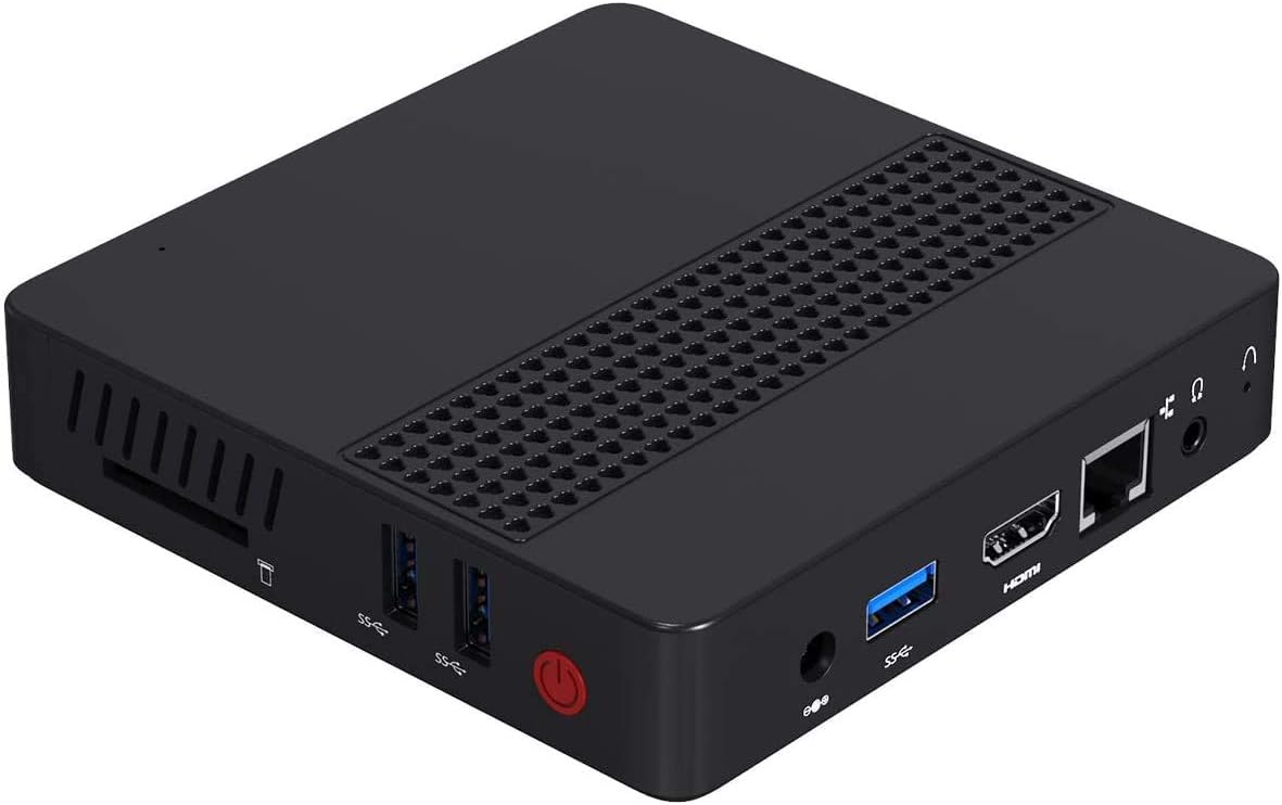 MINISFORUM GN34 Mini PC Celeron J3455 Processor 8GB RAM, 64GB eMMC, DIY SSD, 4K Quad Core CPU up to 2.3GHz, 1000M LAN, 2.4+5G WiFi, HDMI&VGA, Support WOL, PXE Boot, Auto Powr On