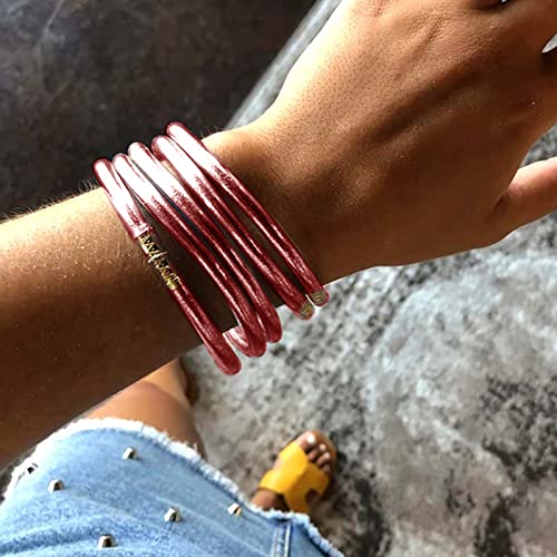 MJartoria Glitter Jelly Bangles Bracelets Set Glitter Filled Jelly Silicone Bracelets for Women4