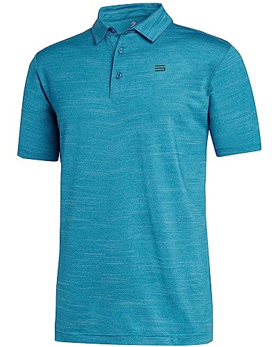 Image of Three Sixty Six Golf Shirts for Men - Dry Fit Short-Sleeve Polo, Athletic Casual Collared T-Shirt Aqua Blue