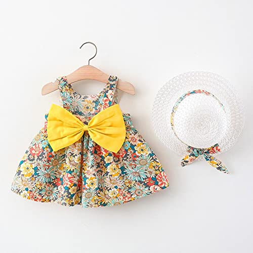 Baby Girl Tutu Summer Dress Sleeveless Casual Floral Backless Princess Dresses Swing Sundress Skirt with Straw Hat Beachwear2