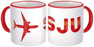 Puerto Rico Luis M. Marín Airport San Juan SJU : Gift Mug Travel Airline Pilot - White w/Red Handle