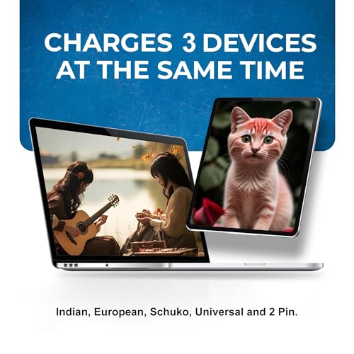 Image of MX 3 Pin Multi Plug Socket Travel Adapter Universal Socket 3 in 1 Plug Extension Socket Travel Power Plug Adapter with Dual Inputs for Laptop, Phone, PC Pack of 2