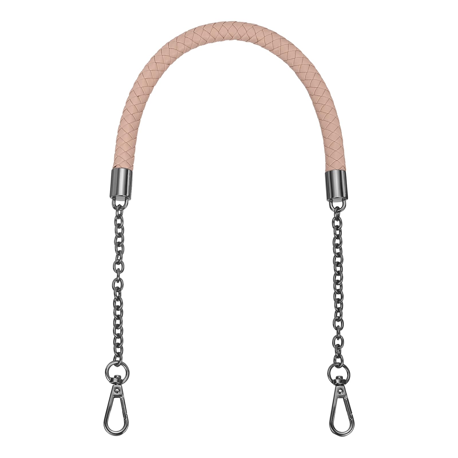sourcing map PU Leather Chain Purse Strap, 24.4 Inch Braided Purse Handle Replacement for Handbags Underarm Bag Tote (Smoky Pink, Black Buckle)