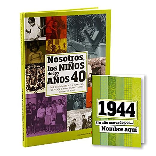 Calledelregalo 1944 Libro 'Nosotros, los niños de los años 40' más una tarjeta personalizada de 1944