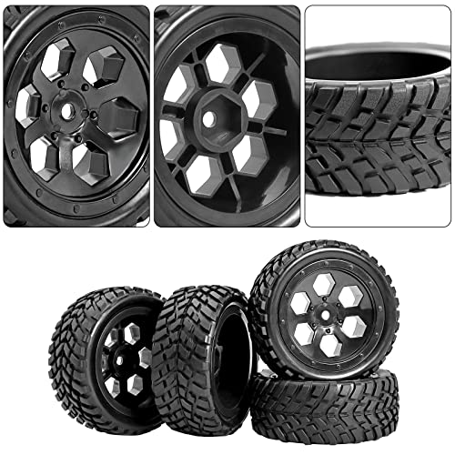 Rc Station 4Pcs Preglued 12Mm Hex Wheels And Tires Rc On Road Touring Street Tires Od 2.85" Width 1.17" Rc Wheels And Tires With Foam Inserts For Traxxas Wltoys Etc 1/14 1/16 1/18 Rc Racing Car #TOP4