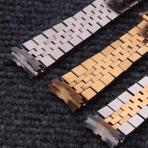ROUREOX Bracelet Montre Métal 13mm 17mm 20mm 21mm Embouts Incurvés, Bracelet Acier Inoxydable Fermoir Invisible pour Rolex Oyster Perpetual Datejust-Argent et Or 17mm – vue 7