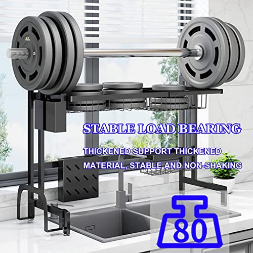 GUHPZA over the Sink Dish Drying Rack, Stainless Steel Dish Drainer, with Cutting Board Holder, Large Dish Rack for Kitchen Counter Organizer/Black-a/85cm,Black-a-85cm - Image 6