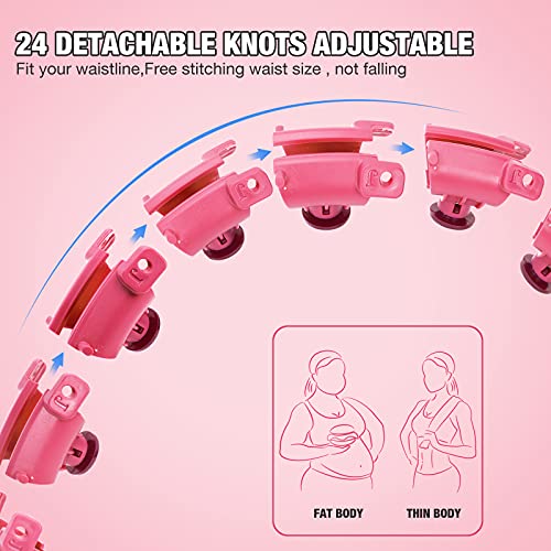 COLOZA Smart Hula Exercise Hoops 24 Sections Soft Gravity Ball with 360 Degree Massage,Detachable Fitness Hoola Hoops Suitable for Adults and Children Weight Loss (Pink)