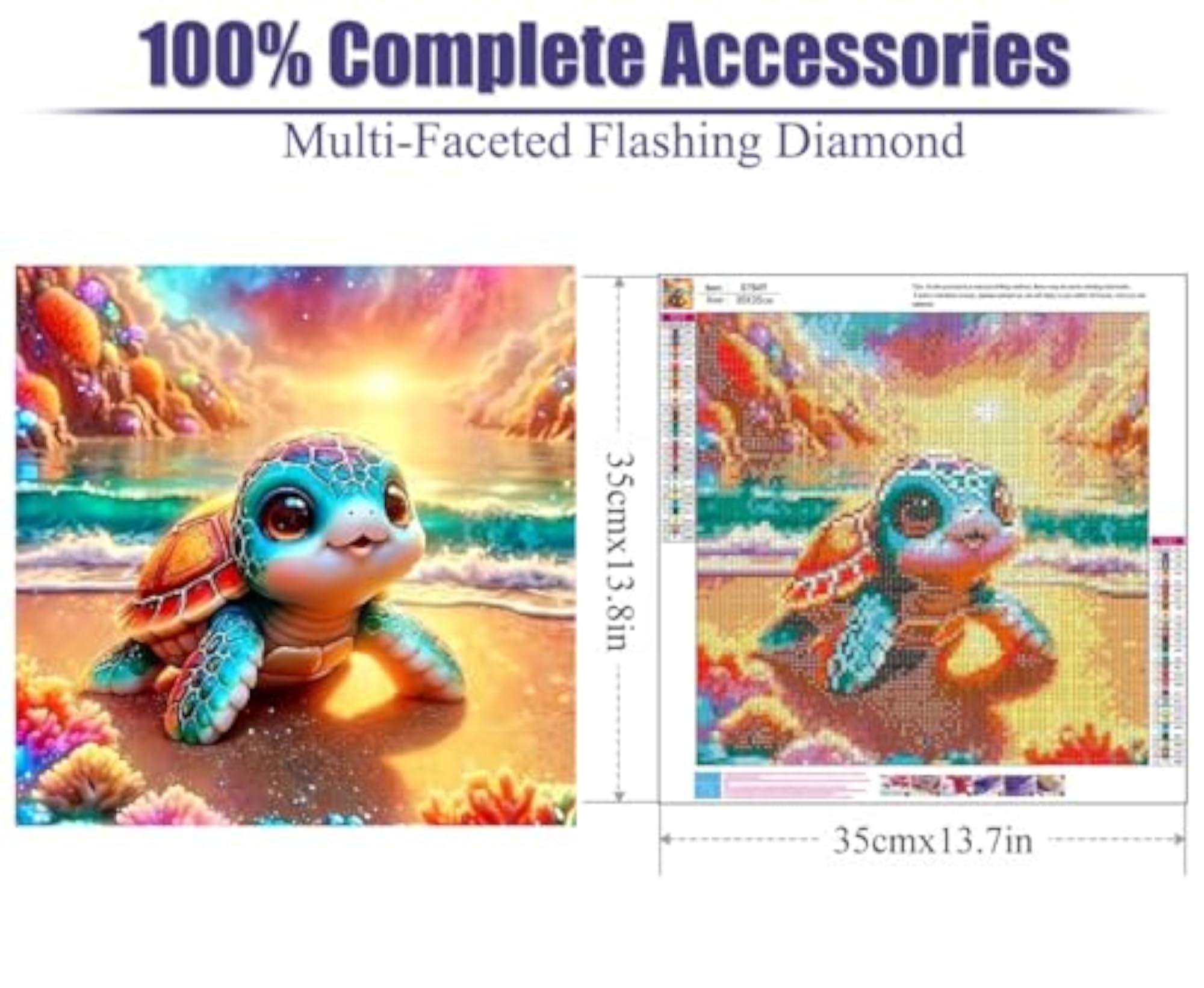 5D Diamond Painting Kit Sea Turtle for Adults, DIY Wall Decor
