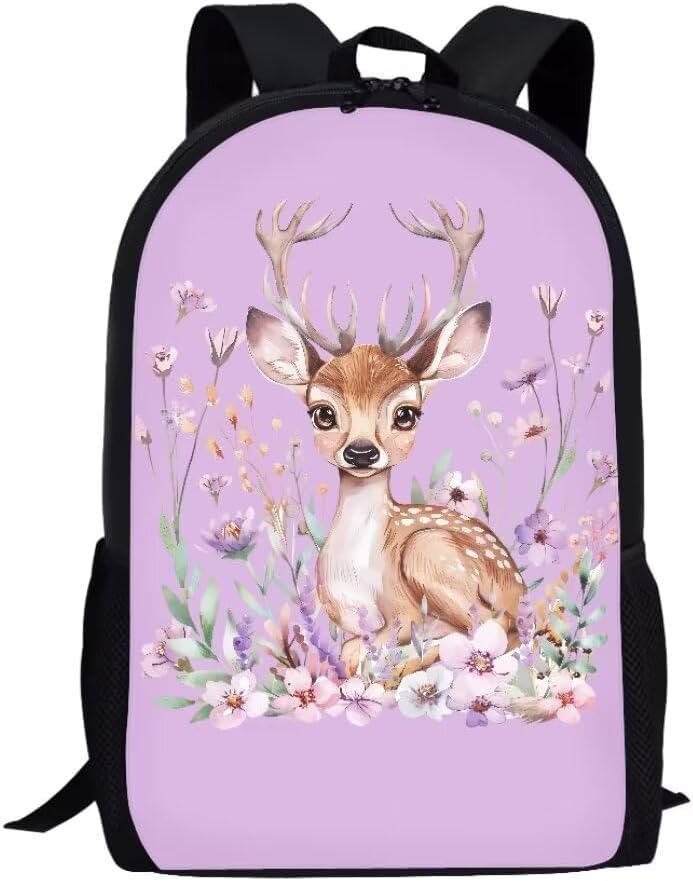 Travel Backpack Flower Moth Dragonfly Print, Cartoon, Cute, Primary 17in Lightweight Casual Daypack for Business Men Women