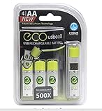 Eco Cell USB Cell Rechargeable AA Batteries CA-9910PK4-S
