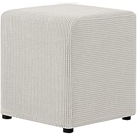 Uyeoco Housses De Pouf Carré, Housse De Repose-Pieds Housse Ottoman Anti-dérapante Respirante à Fond Elastique(F5,90x90 Cm