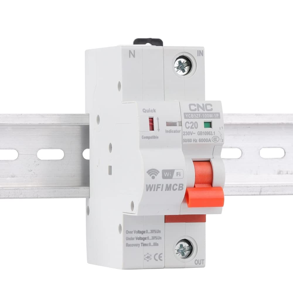 Disyuntor,Interruptor AutomáTico MagnetotéRmico 100W 1P WiFi Disyuntor inteligente Protección contra cortocircuitos Temporizado Interruptor de recierre Control remoto(16A)