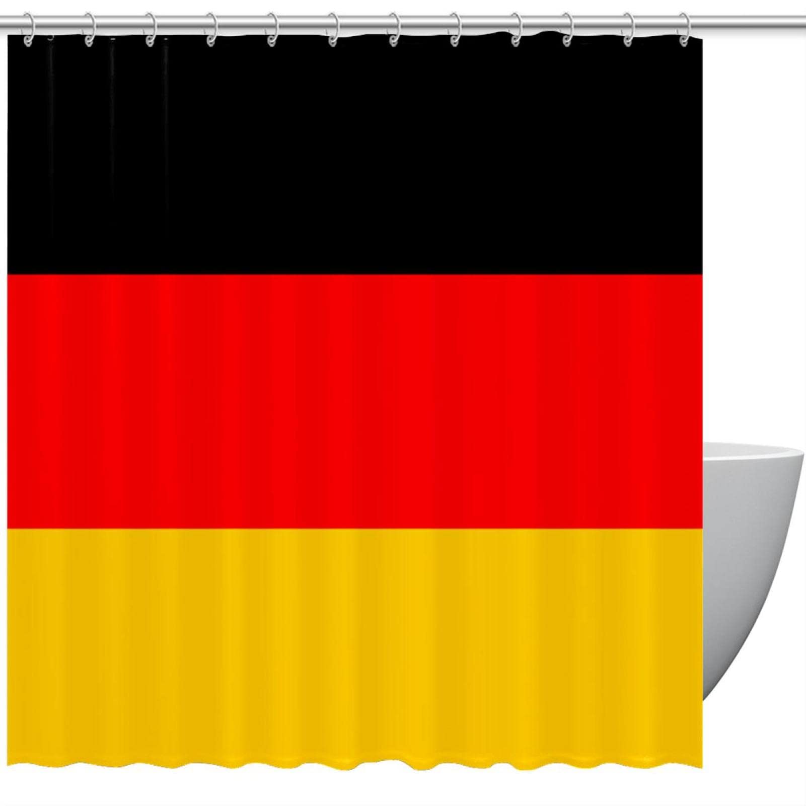 Rideau de douche drapeau Allemagne imperméable 183x183 cm avec œillets pour baignoire