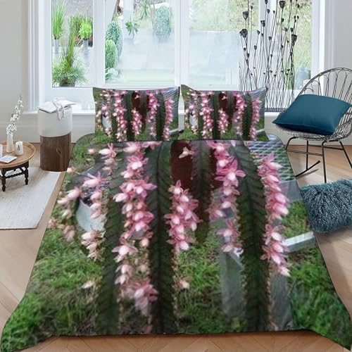 Housse de couette imprimé 3D fleurs literie microfibre hypoallergénique